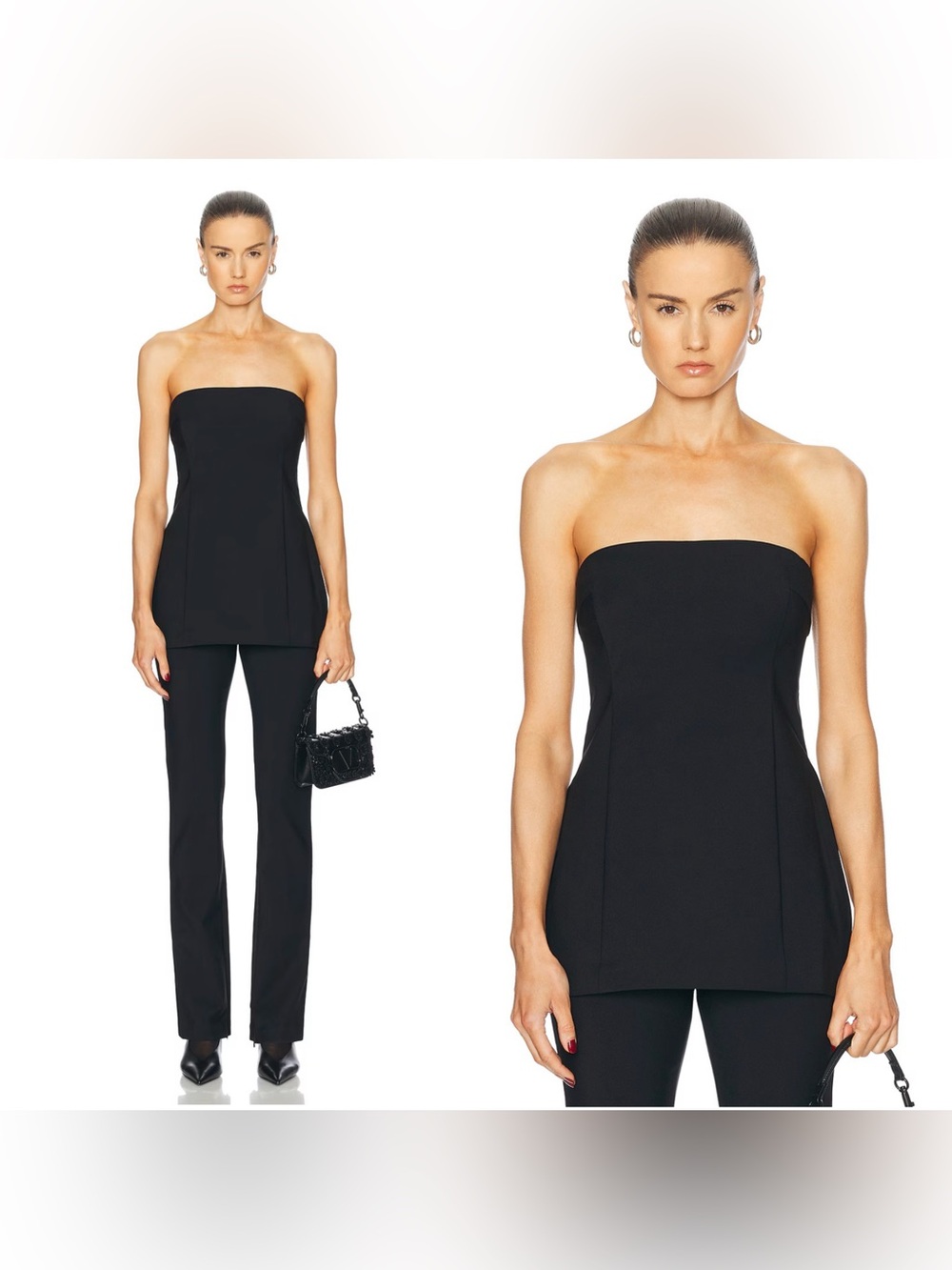NWT EAVES Barnett Tech Suiting strapless top in black